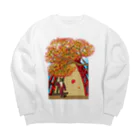 Drecome_Designの 紅葉と太鼓橋 Big Crew Neck Sweatshirt