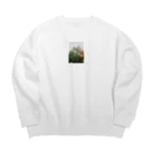 omusubi panのピンク ホワイト FLOWERS Big Crew Neck Sweatshirt