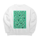 panda to kageのパンダらけ　グリーン Big Crew Neck Sweatshirt