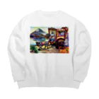 未来の猫と和と牛車と富士山 Big Crew Neck Sweatshirt