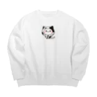 DECORの気づかいのできるネコ　牛さんver. Big Crew Neck Sweatshirt