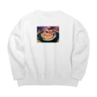 SAKURA スタイルのホースシューベンド Big Crew Neck Sweatshirt