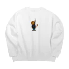 papiko くまさんのnew つり革 ライオン Big Crew Neck Sweatshirt