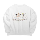 OmuPastaの白色オウム、集合！ Big Crew Neck Sweatshirt