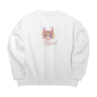 みのたのピンクの猫さん Big Crew Neck Sweatshirt