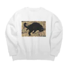 3Nyan's Mom 〜猫グッズ屋さん〜の黒猫ごろにゃん セピア Big Crew Neck Sweatshirt