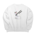 おもちねこのびよ～ん　おもちなねこ Big Crew Neck Sweatshirt