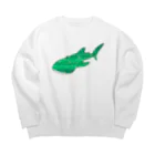 ふとんにおぼれるのジンベエザメ 冬の星座 緑 Big Crew Neck Sweatshirt