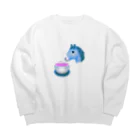 おうゆかのuma_tea Big Crew Neck Sweatshirt