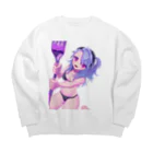 ナタコデデの黒ビキニ娘 Big Crew Neck Sweatshirt