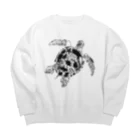 びりぃのうみがめ さかな（ブラック） Big Crew Neck Sweatshirt