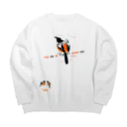 LittleLoroのMARU ジョビとジョバ まるい小鳥 0430 ジョウビタキ ヒタキ イラスト Big Crew Neck Sweatshirt