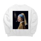 DRIPPEDのくわえタバコの少女 咥えタバコの少女-真珠の耳飾りの少女- Big Crew Neck Sweatshirt