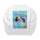 𝙈𝙊𝙈𝙊'𝙨 𝙎𝙝𝙤𝙥のホログラム & レトロpanda-03 Big Crew Neck Sweatshirt