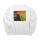1☔のペンギン Big Crew Neck Sweatshirt