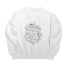 のほほんぞくの古代の生き物パラダイス（ブラック） Big Crew Neck Sweatshirt