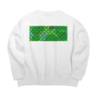 雪丸工房の木漏れ日の七宝柄（緑） Big Crew Neck Sweatshirt