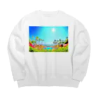 アロハスタイルハワイのラナイ島　フォーシーズンズ　リゾート（イラスト） Big Crew Neck Sweatshirt