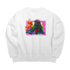 LIFE_is_a_JOKEの焼き魚ちゃん Big Crew Neck Sweatshirt