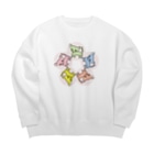 akane_art（茜音工房）のゆるチワワ（フラワーサークル） Big Crew Neck Sweatshirt