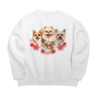 SANKAKU DESIGN STOREのお花の似合う小さい犬たち。 Big Crew Neck Sweatshirt