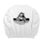 planetNITの熊頬杖ついて Big Crew Neck Sweatshirt