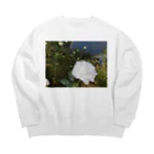 P.O.Humanの白バラ Big Crew Neck Sweatshirt