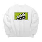 KURODUKAの不意に呼ばれて驚くパンダ３匹 Big Crew Neck Sweatshirt