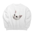 ゆれる銀の白猫の恋ちゃん Big Crew Neck Sweatshirt