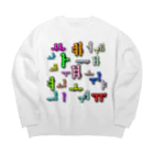 LalaHangeulのカラフルなハングル母音 Big Crew Neck Sweatshirt