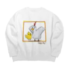 mizutama_のHappy Day!(にわとりとひよこ) Big Crew Neck Sweatshirt