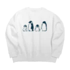 かわずやのぺんぎんのおやこ（線画） Big Crew Neck Sweatshirt