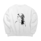 雲屋の編み込みロング横顔 Big Crew Neck Sweatshirt