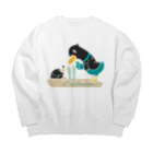 イラスト MONYAAT のネギを値切っている鴨カモかもB L Big Crew Neck Sweatshirt