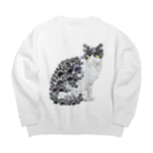 AI作家さむねこの作品集の肉球モザイク｜ハチワレ猫 Big Crew Neck Sweatshirt