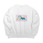 愉快なイラストグッズの猫のイラスト Big Crew Neck Sweatshirt