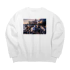 takashikickの夕日が映るバイク Big Crew Neck Sweatshirt