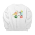 Ralriruのインコと三色団子（いきもの×たべものシリーズ） Big Crew Neck Sweatshirt