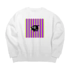 usa100の【黒】紫黄色ストライプ羊 Big Crew Neck Sweatshirt