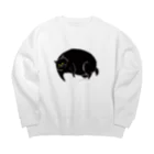 タバタ画房のふてぶてしいクロねこ Big Crew Neck Sweatshirt