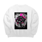 紅空月(kouzuki)designの和筆薔薇_pink Big Crew Neck Sweatshirt