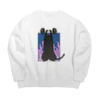 poco屋のKURONEKO POWER Big Crew Neck Sweatshirt