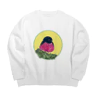 Nellyhime のアートのスズメ (Pink Robin) Big Crew Neck Sweatshirt