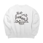 イラスト MONYAAT の ポメラニアンとポメラニアンとポメラニアン　L Big Crew Neck Sweatshirt