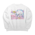 pooのおにゃのこ Big Crew Neck Sweatshirt