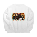 あしたのひまわりのあしたのひまわり【２匹は仲良しこよし】 Big Crew Neck Sweatshirt