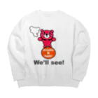 オリジナルデザインTシャツ　SMOKIN'の玉のりモクモックマ ピンク Big Crew Neck Sweatshirt