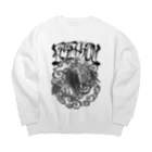 Y's Ink Works Official Shop at suzuriのRising sun Crow (Black Print) Big Crew Neck Sweatshirt