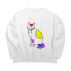 アソマサヤの背筋良い猫 Big Crew Neck Sweatshirt