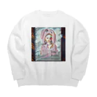 【ホラー専門店】ジルショップの英語の名言つき❁ピンクガール Big Crew Neck Sweatshirt